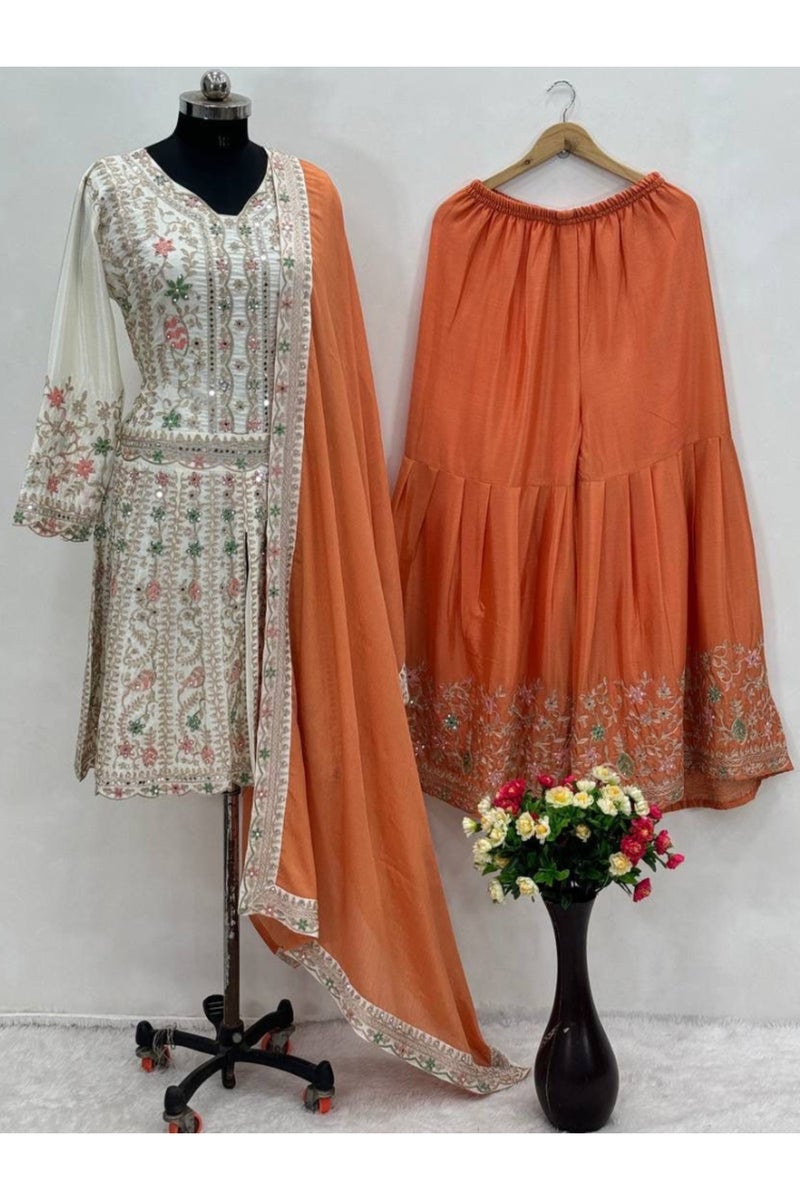 Chinon Silk Kameez Salwar With Dupatta - HRT4724 - Image 1